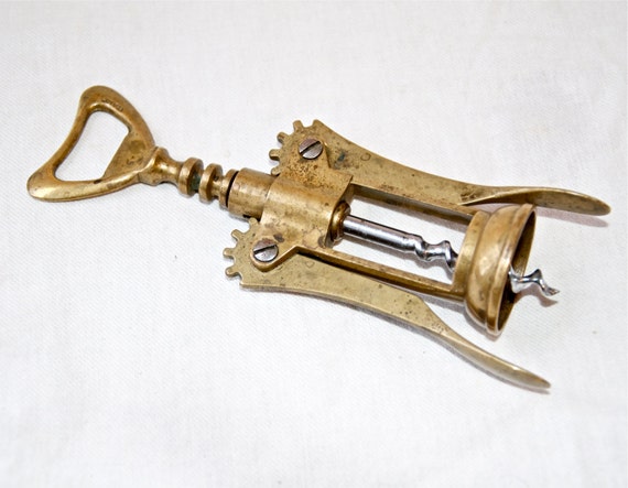 Vintage brass wine opener&hellip;brass corkscrew&hellip;made in Italy.