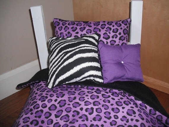 4 piece bedding set purple leopard print fits american girl 4 piece bedding set purple leopard print fits american girl