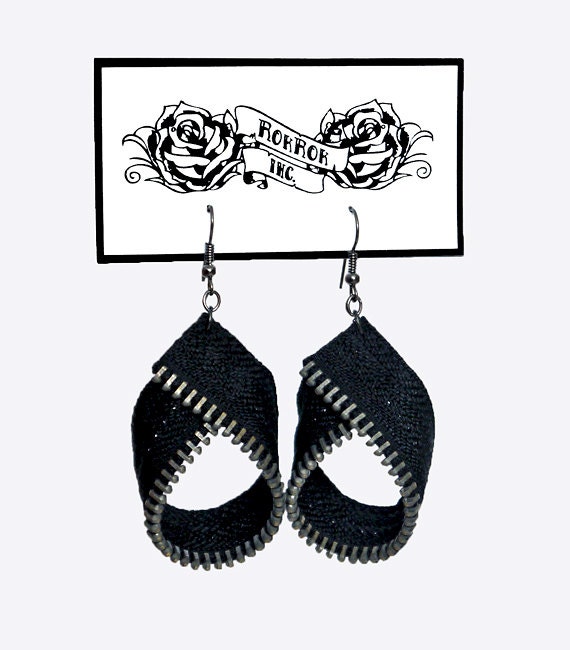 Zipper earrings by rokrokinc on Etsy