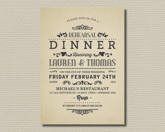 Items similar to Printable Wedding Rehearsal and Dinner ...