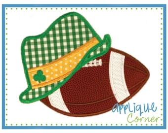 Football with Irish Lucky Hat applique digital design for embroidery machine by Applique Corner