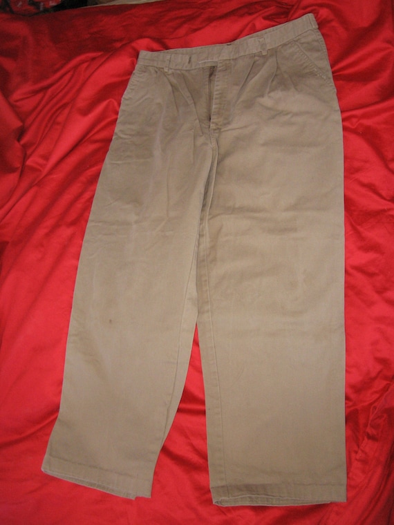 100 percent cotton 1980s mens khaki pants waist 36 by DeaconMorgan