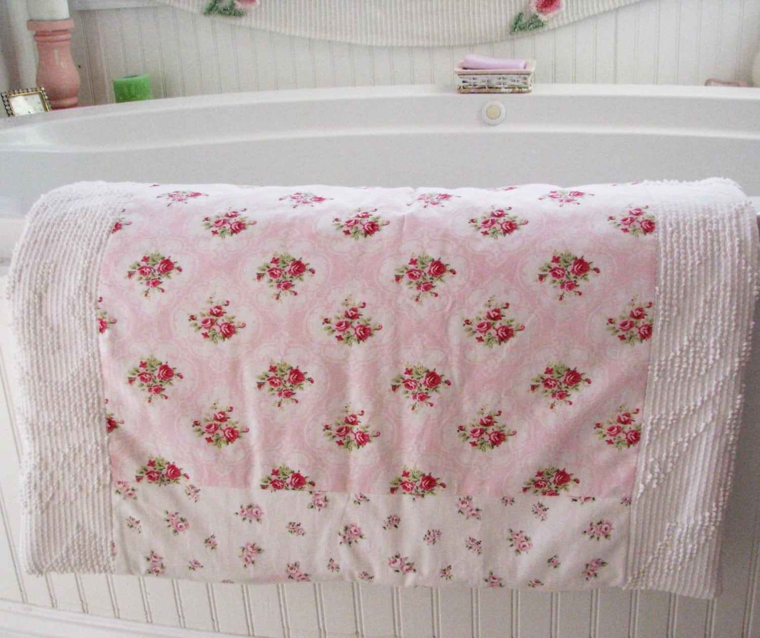 NEW shabby chic pink CAMEO ROSES rug rachel ashwell rosebud