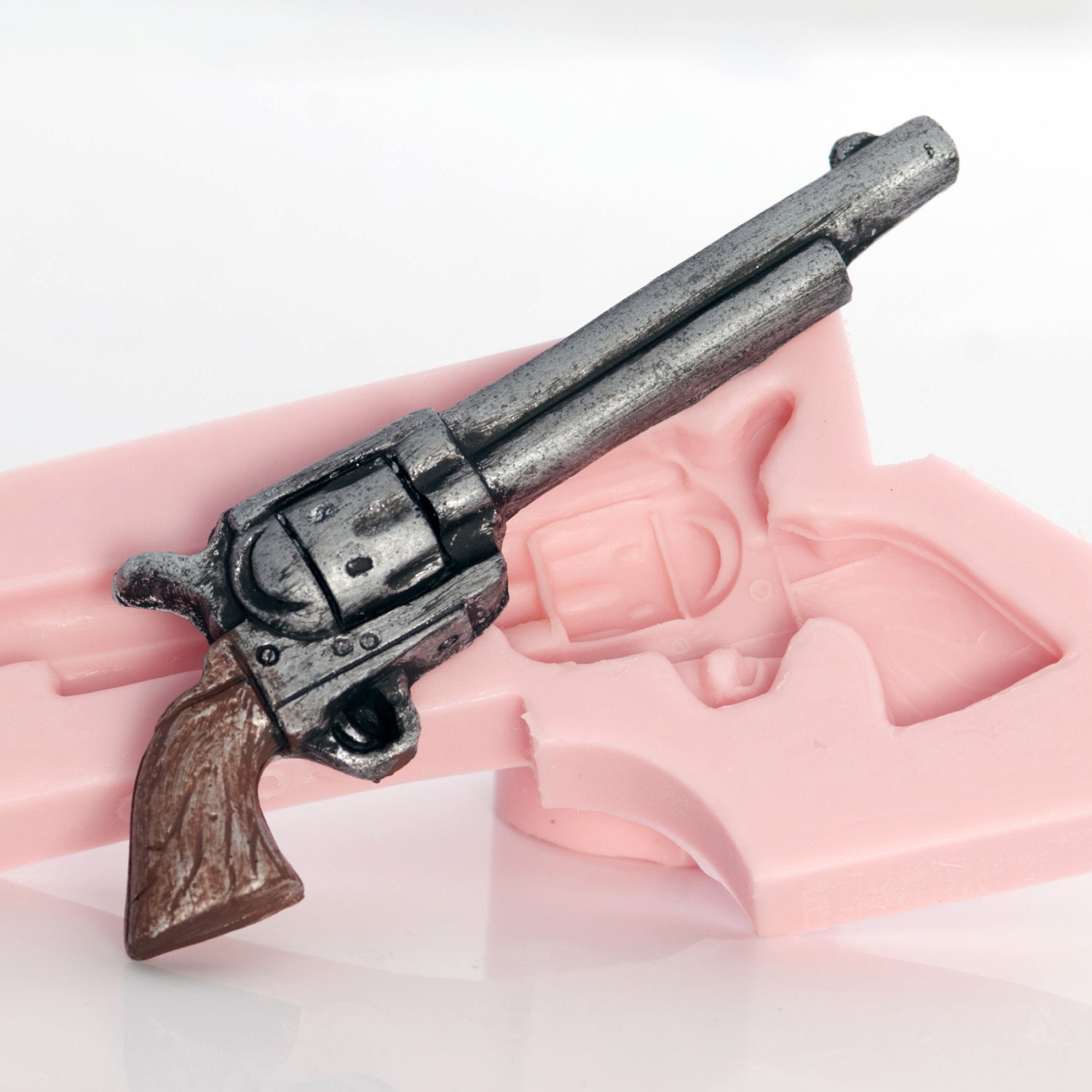 Silicone Mold western long barrel pistol mould for sugar