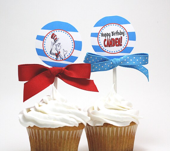 DR SEUSS Birthday Cupcake Toppers Printable Il_570xn