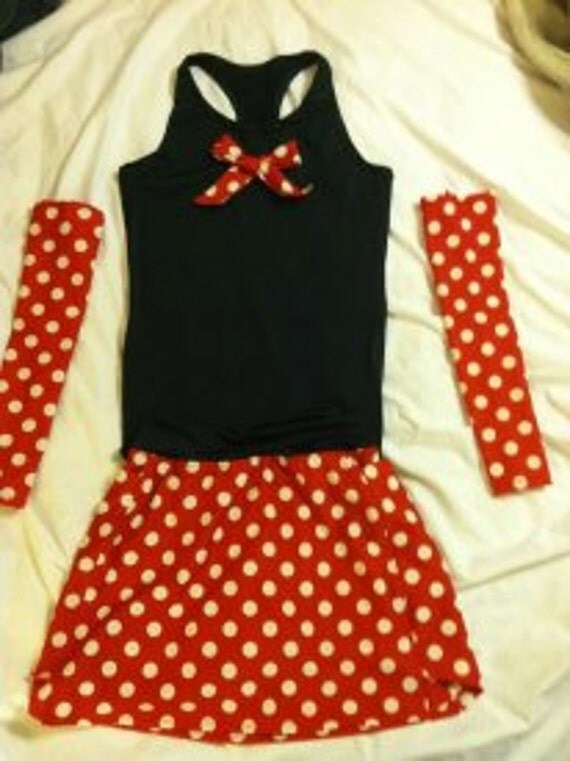 Red Polka dot running costume with sleeves