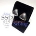 Vintage SIMON SEBBAG Signed SSD 925 Sterling Silver Art Deco Mod Triangle Clip Earrings