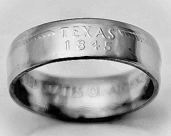 State of TEXAS Quarter Coin Ring for Men, Women  Youth in sizes 5, 6 ...