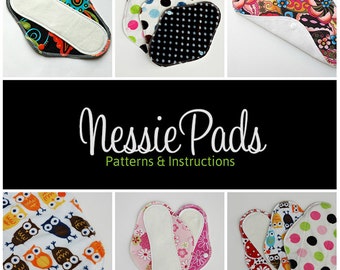 SALE: NessiePads Cloth Pad / Mama Cloth PDF Sewing Patterns - Wool, PUL, Fleece Backing - Serged Pad Patterns