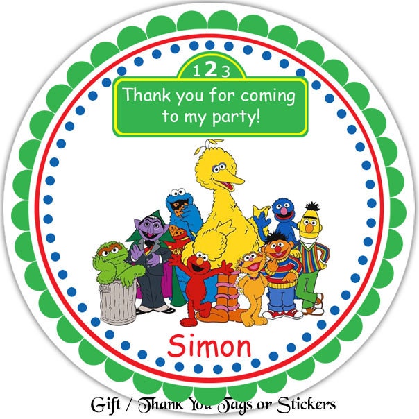 Sesame Street Personalized Stickers Party Favor by sharenmoments