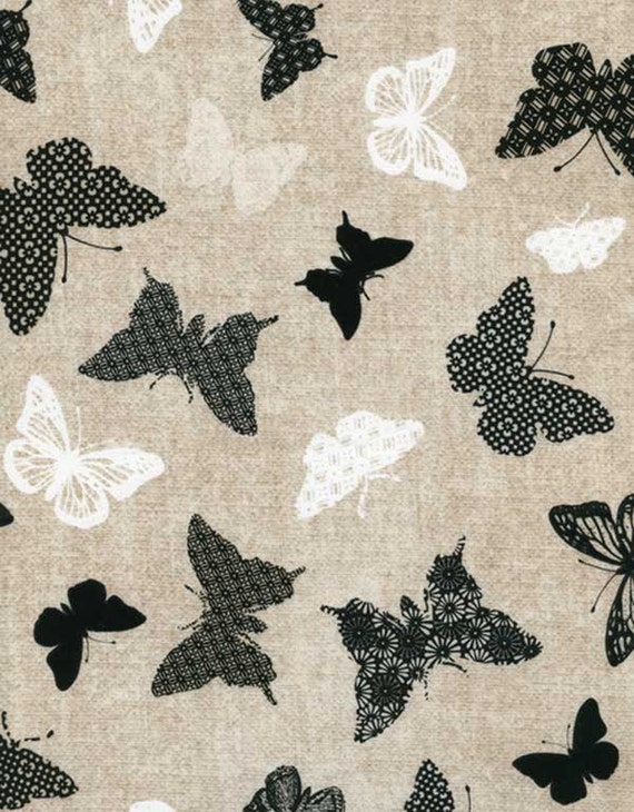 Timeless Treasures Linen Butterflies 1 Yard Cut