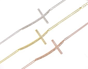 Large Sideway Cross Bracelet