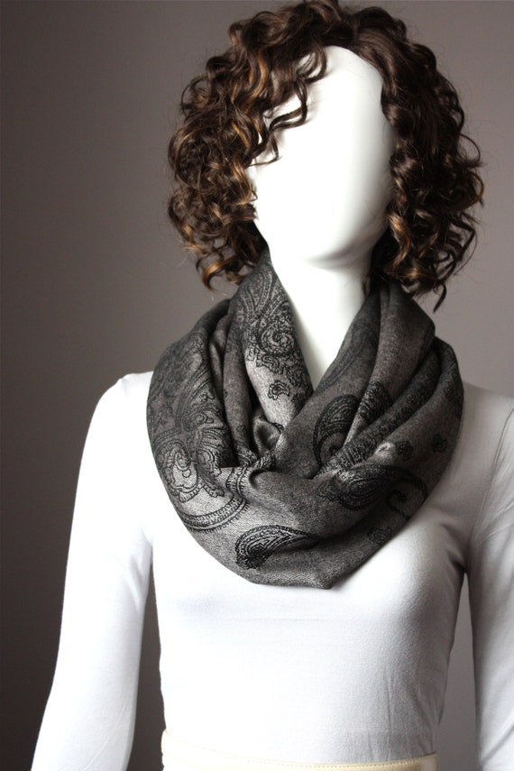 Charcoal Infinity Scarf gray scarf dark gray infinity scarf
