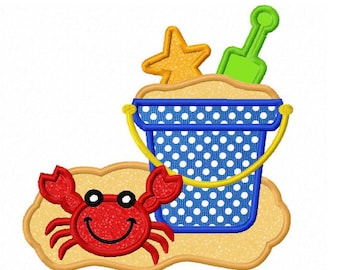 Instant Download Beach Bucket Applique Machine Embroidery Design NO:1314