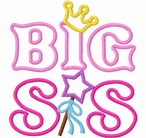 Instant Download Big Sister With Crown Applique Machine