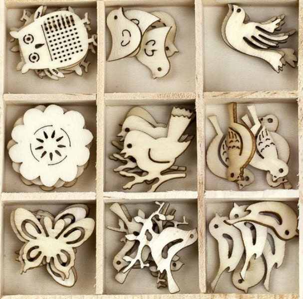 Laser Cut Wood Embellishments Prima Die Cut Birds