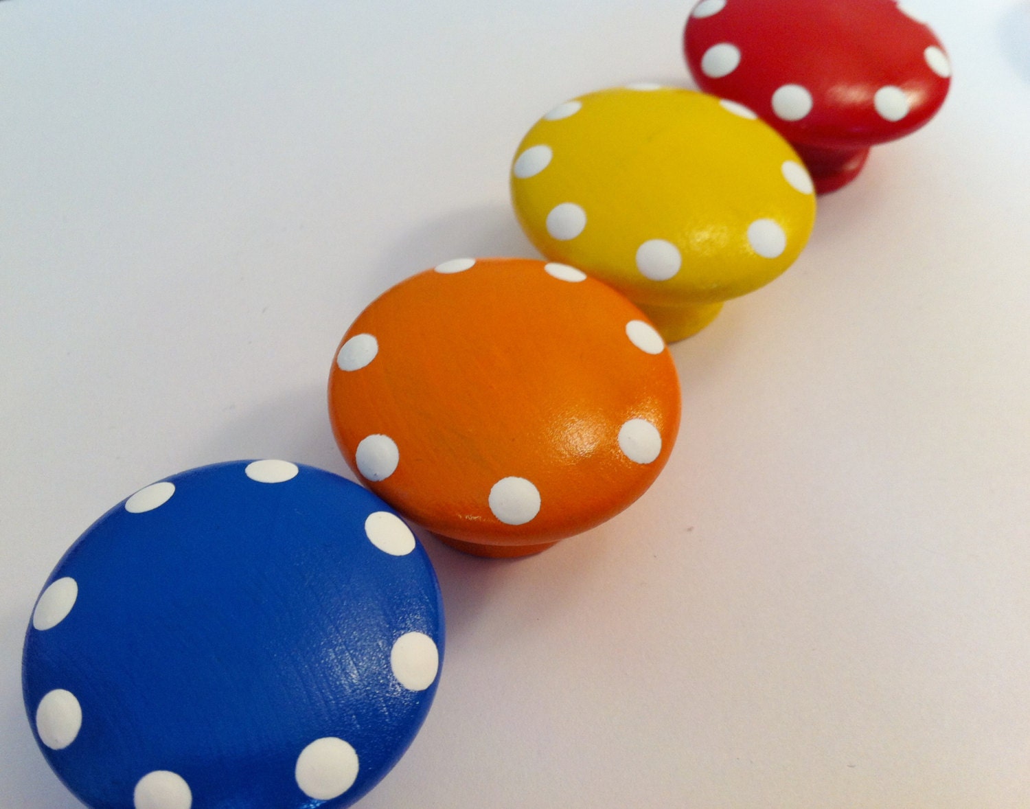 Bright Hand Painted Dresser Knobs in Primary by TheLittleNursery
