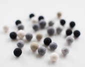 50 felt wool balls (1/2 in. size) neutral mix color: black grey gray white beige camel - feltinga