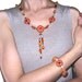 CLEARANCE SALE Necklace bracelet earrings gothic jewelry set big orange charm Halloween Red heart pouch Felt pumpkins skulls