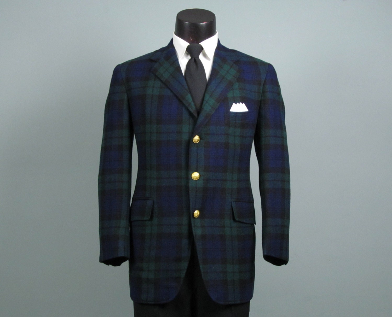 Vintage Mens Sport Coat 1960s 1970s BLACK WATCH by jauntyrooster