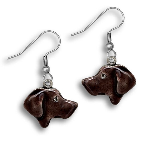 Enamel Chocolate Lab Earrings