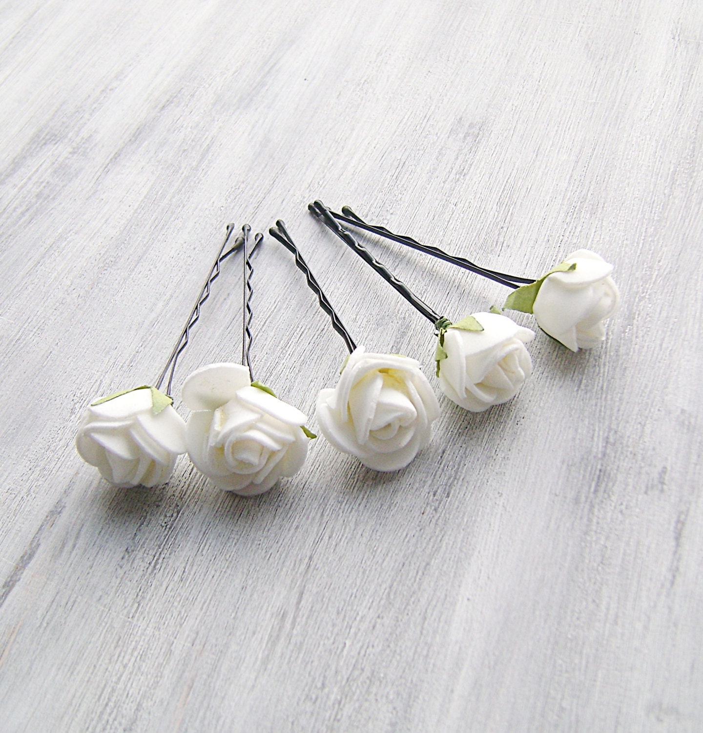 White Flowers Bobby Pins Roses Bridal Hair Pins Woodland 