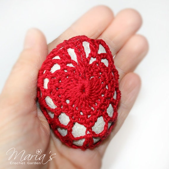 crochet bags gift valentine Red a Crochet Valentine's Lace Rock Stone Heart Day Covered with /