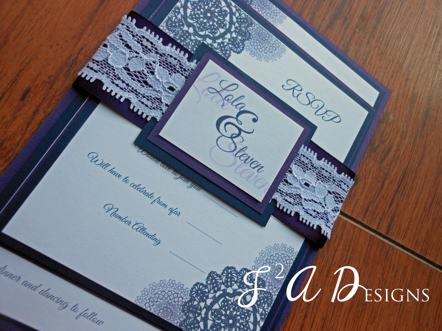 Navy Blue And Purple Wedding Invitations 10