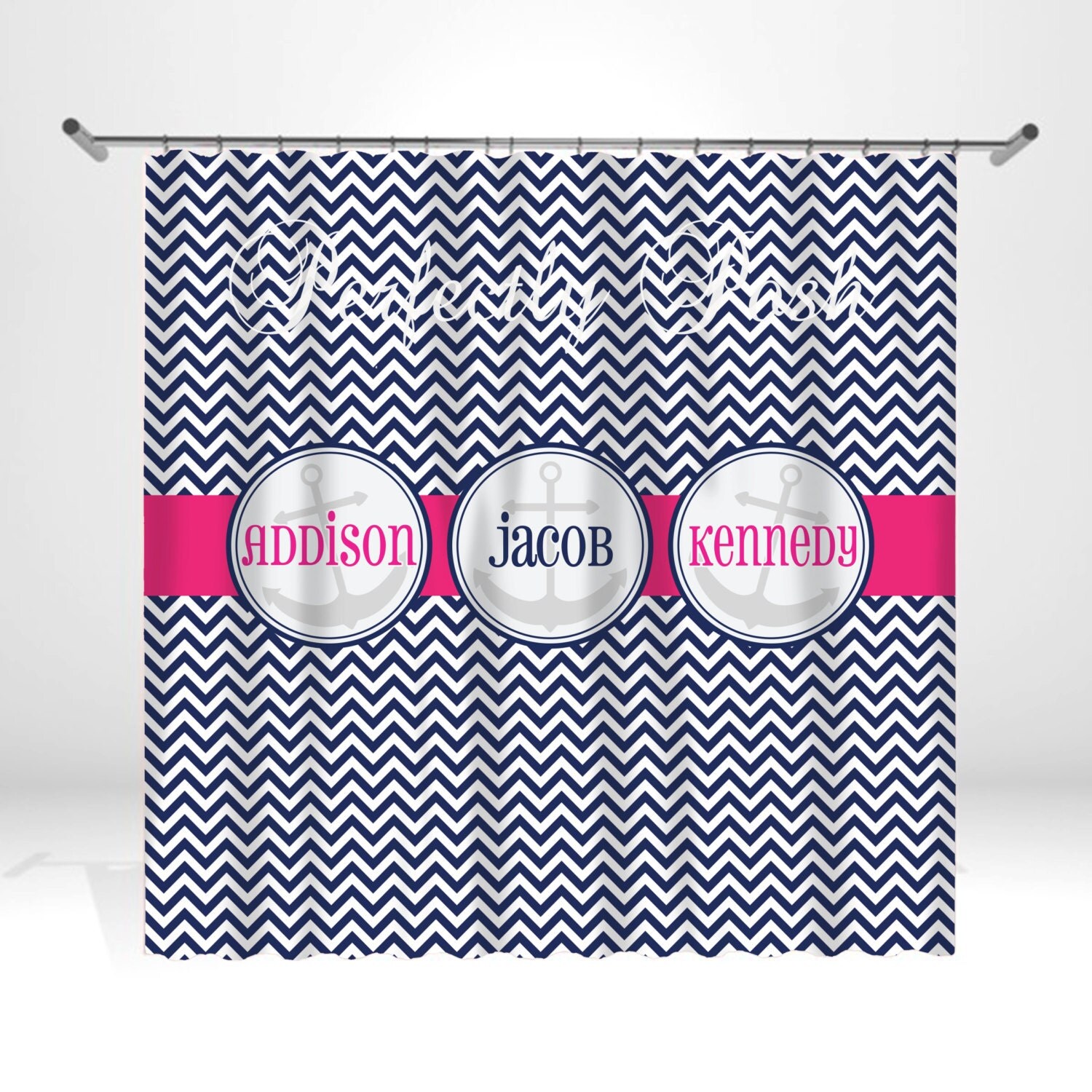 Chevron Personalized Custom Shower Curtain Monogram with Name
