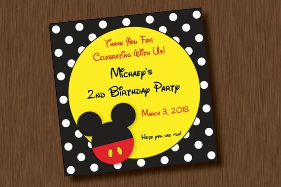 Instant Download 3 x 3 Mickey Mouse FAVOR TAGS