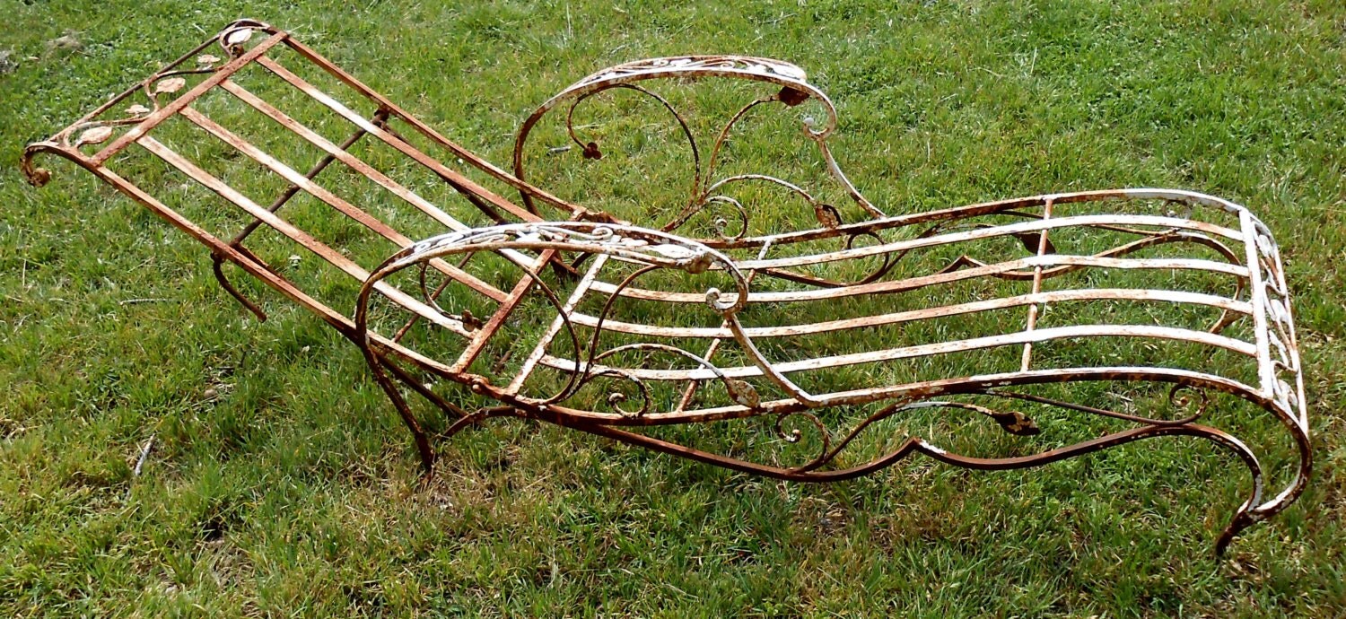 reserved for Sarah Antique Cast Iron Chaise Lounge Hollywood