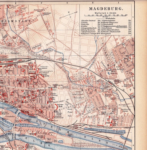 Items similar to 1895 City Map of Magdeburg Germany in the 19th Century ...