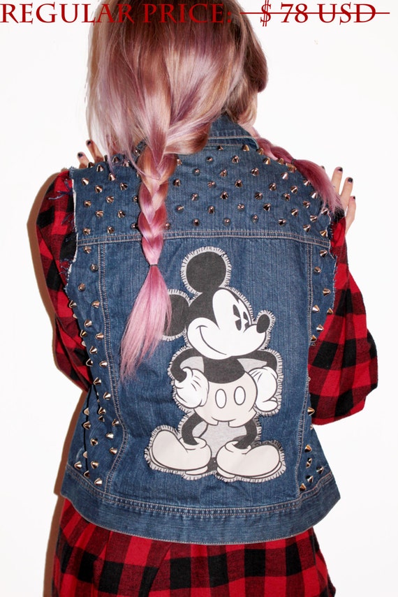 SALE Mickey Mouse Studded Denim Vest / Disney Clothing