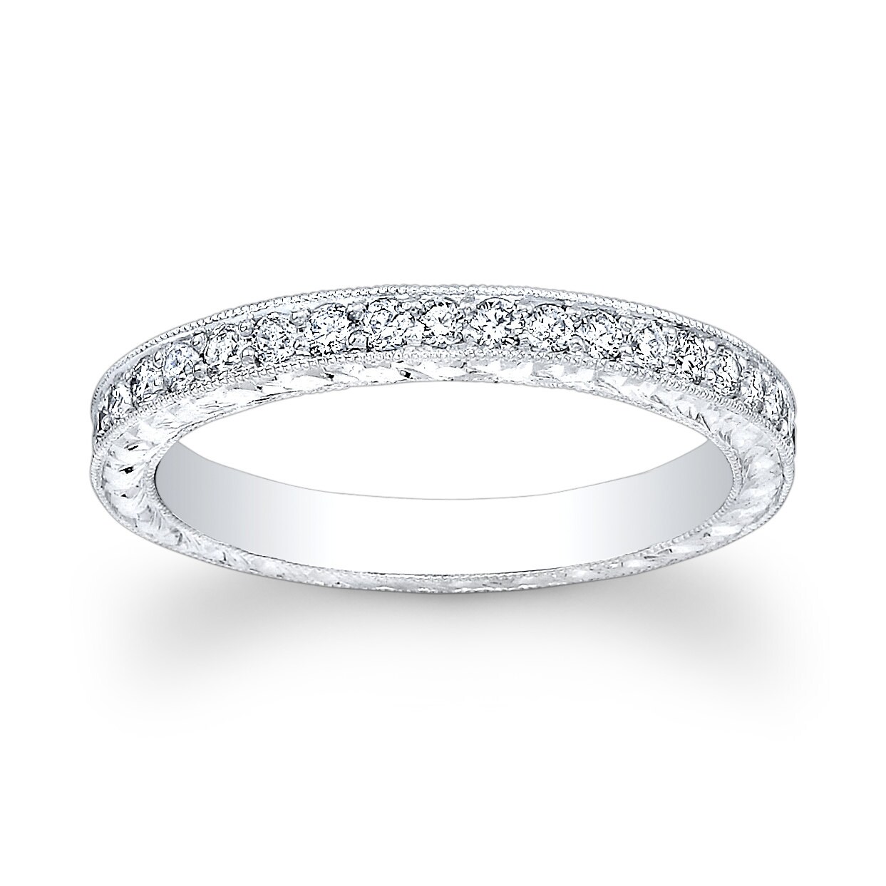 Ladies Platinum antique diamond wedding band 0.33 ctw GVS2