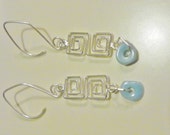 Geometric Silver Metal, Turquoise Glass Beads, Designer Wires
