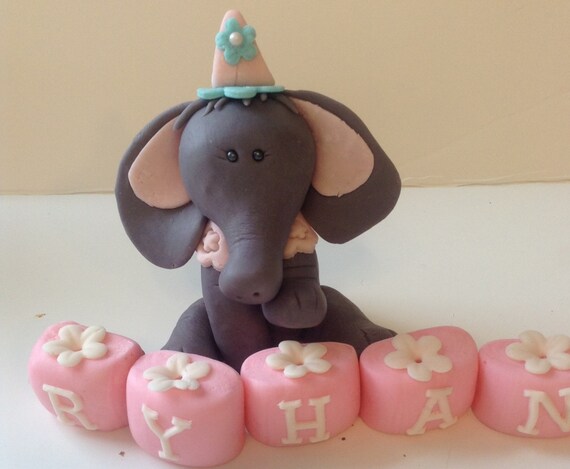 ELEPHANT SAFARI Edible CAKE Topper First Birthday Party pink elephant decorations