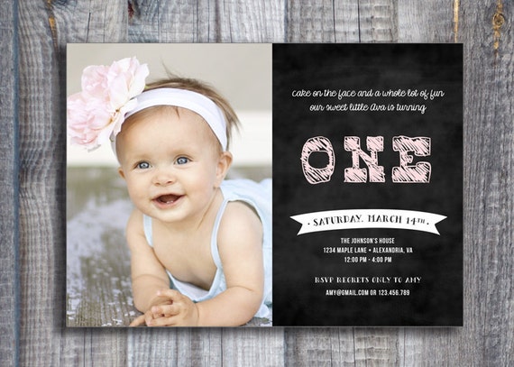 Items similar to First Birthday Invitation / Custom Photo & Colors ...