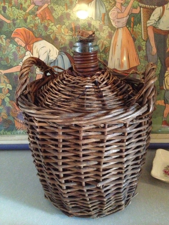 French wicker wine bottle basket with handles by 4thingsfrench