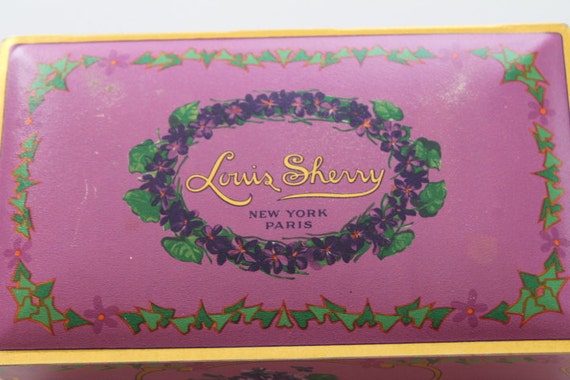 Items similar to Louis Sherry New York Paris Chocolate Box Purple Violets on Etsy
