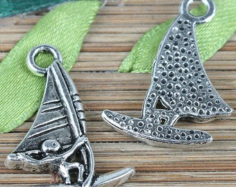 18pcs tibetan silver color sailing boat design charms EF0229