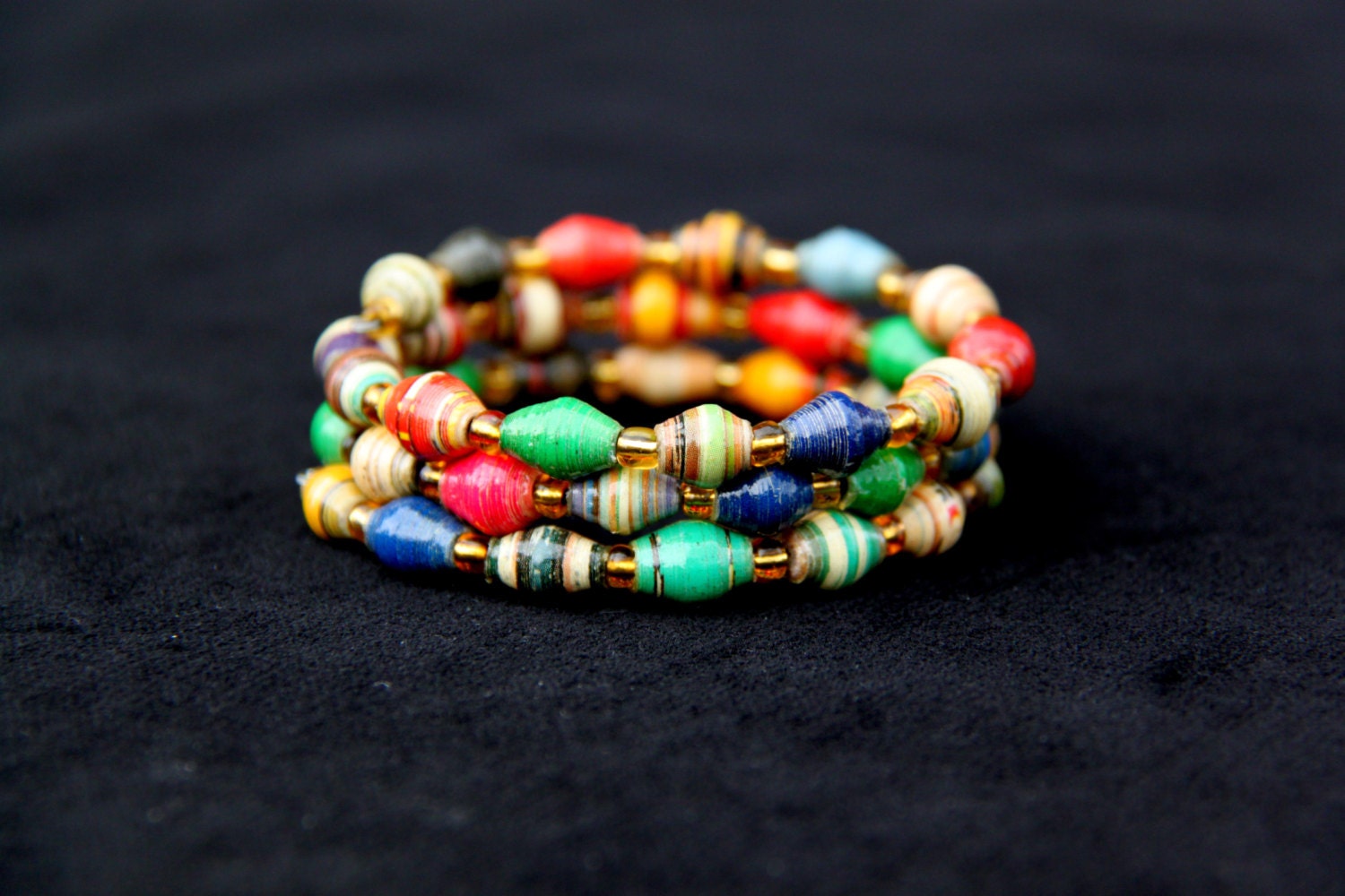 Ugandan Paper Bead Bracelet Multicolor