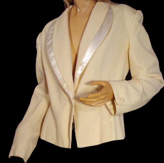 Vintage 80s LILLI ANN Jacket Winter White by susiesboutiquecloths