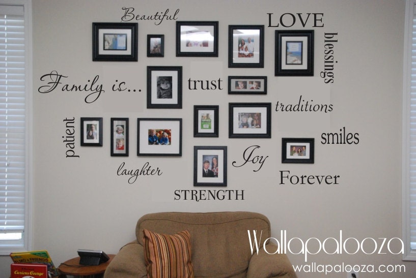  Family  Wall  Decal Set of 12 Family  Words  Family  Room Wall 