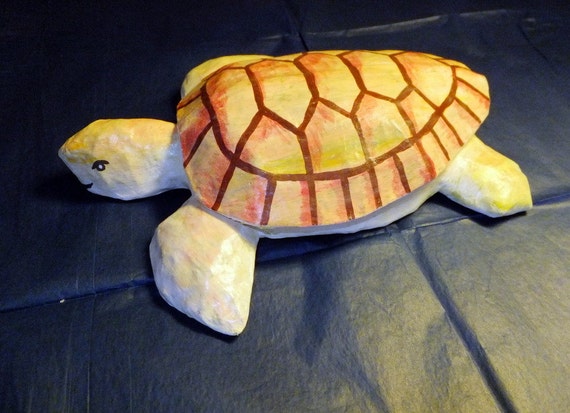 Items similar to Paper mache SEA TURTLE jewellery box on Etsy