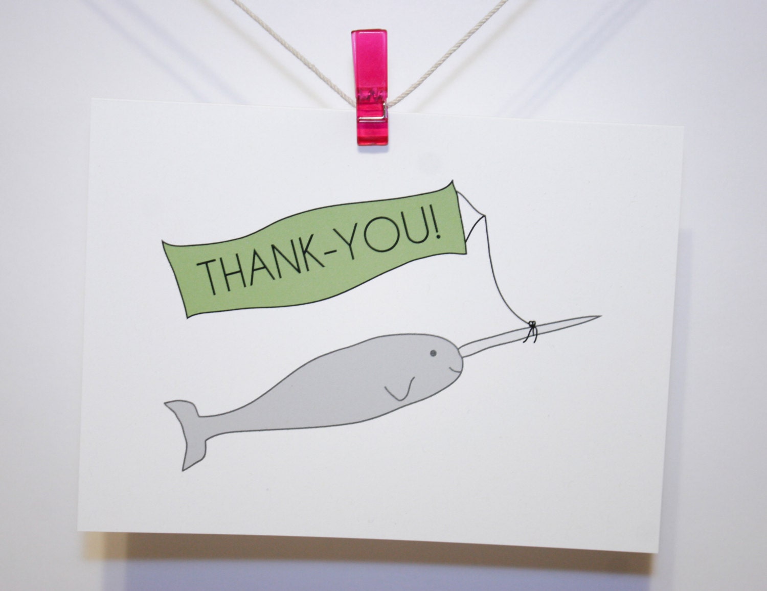 Funny Thank You Card Narwhal with Banner Recycled all