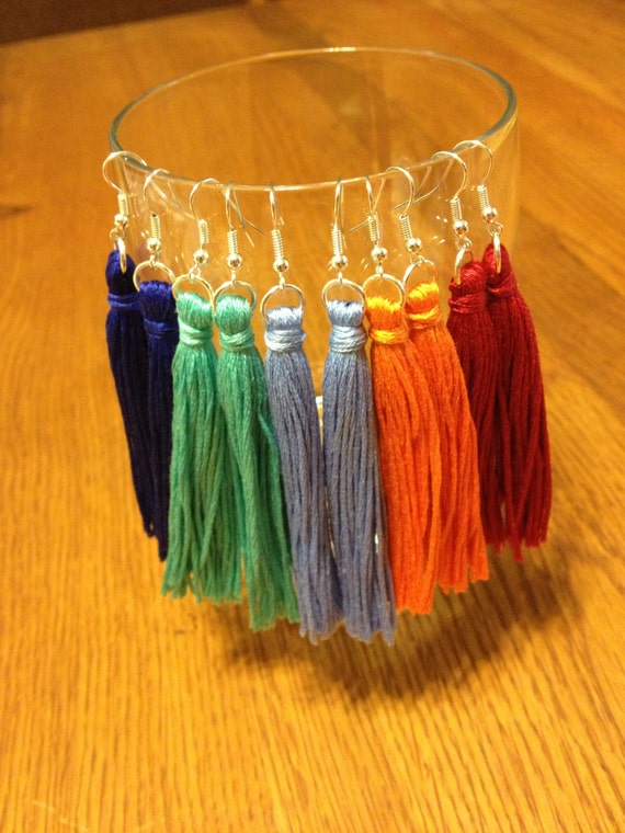 Items similar to Crochet Thread Tassel Earrings on Etsy