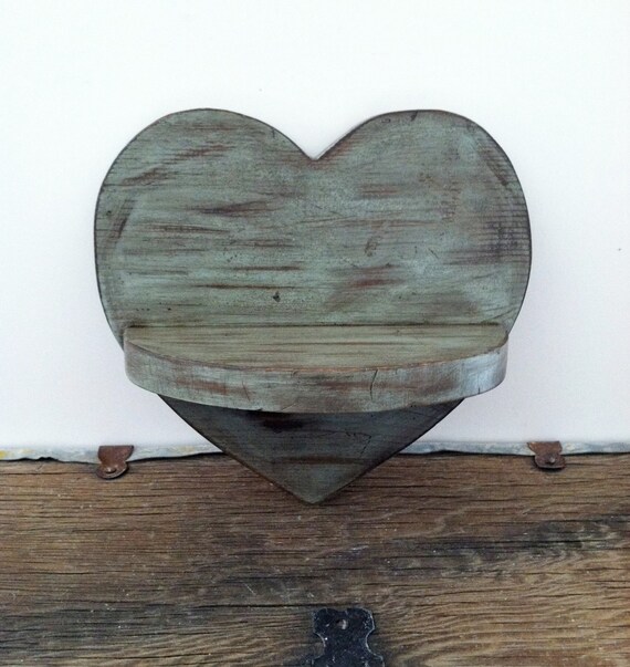Heart Shaped Wall Shelf Rustic Distressed Decor