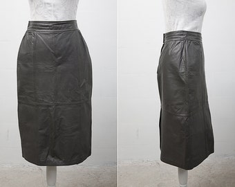 80s leather skirt | Etsy