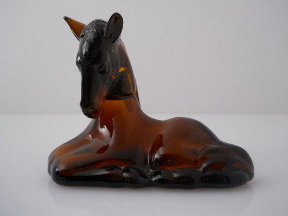 Avon Bottle Horse Laying Charisma Cologne Amber Glass c by Replays