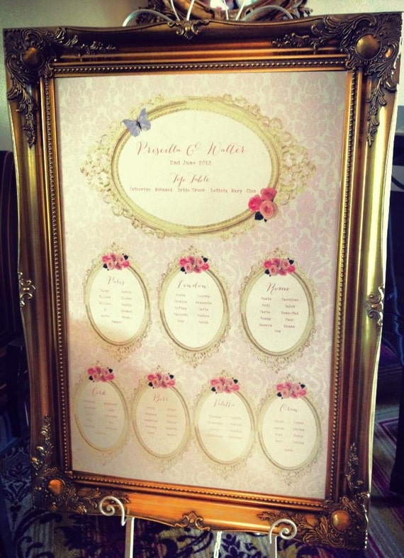 Vintage Romantic Roses Table/Seating Plan ANY SIZE or COLOUR Il_570xn